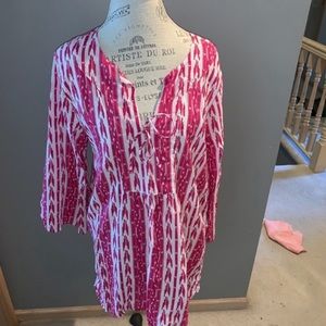 Hot Pink Patterned Tunic Size XL
